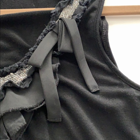 Women’s Black Tank with Beaded & Ruffled Neckline - Picture 7 of 8